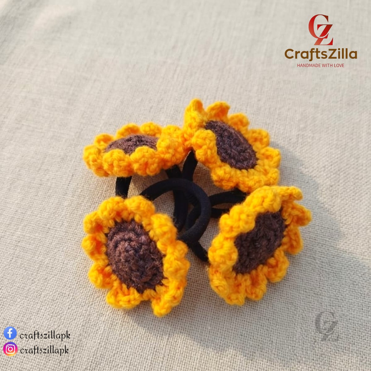 Crochet Sunflower Hair Tie