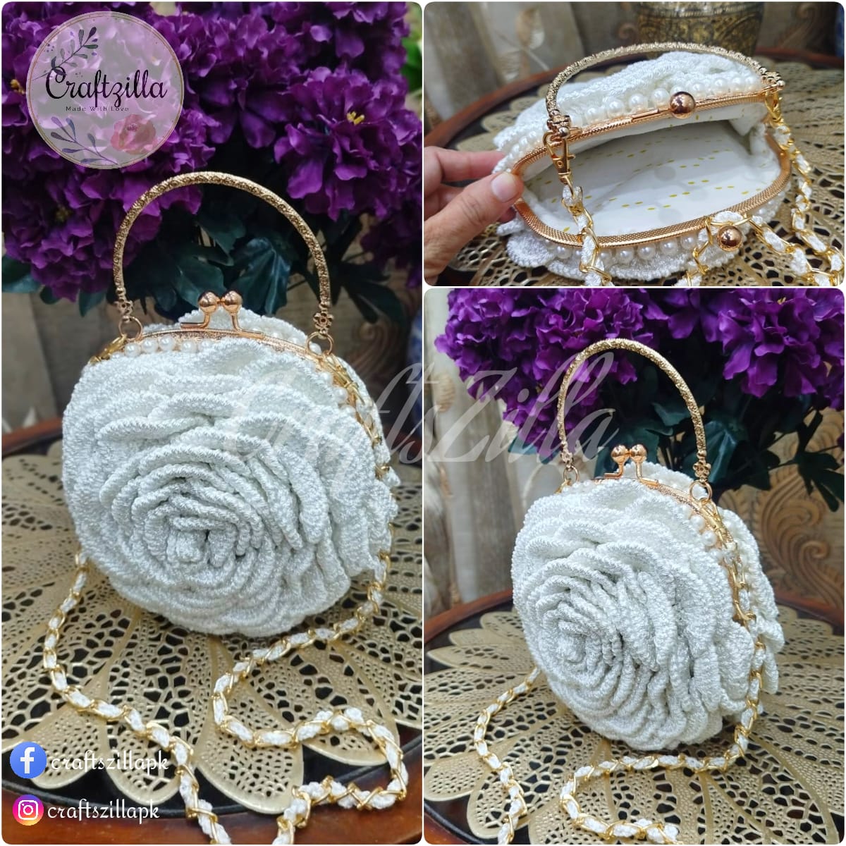Crochet Rose Clutch