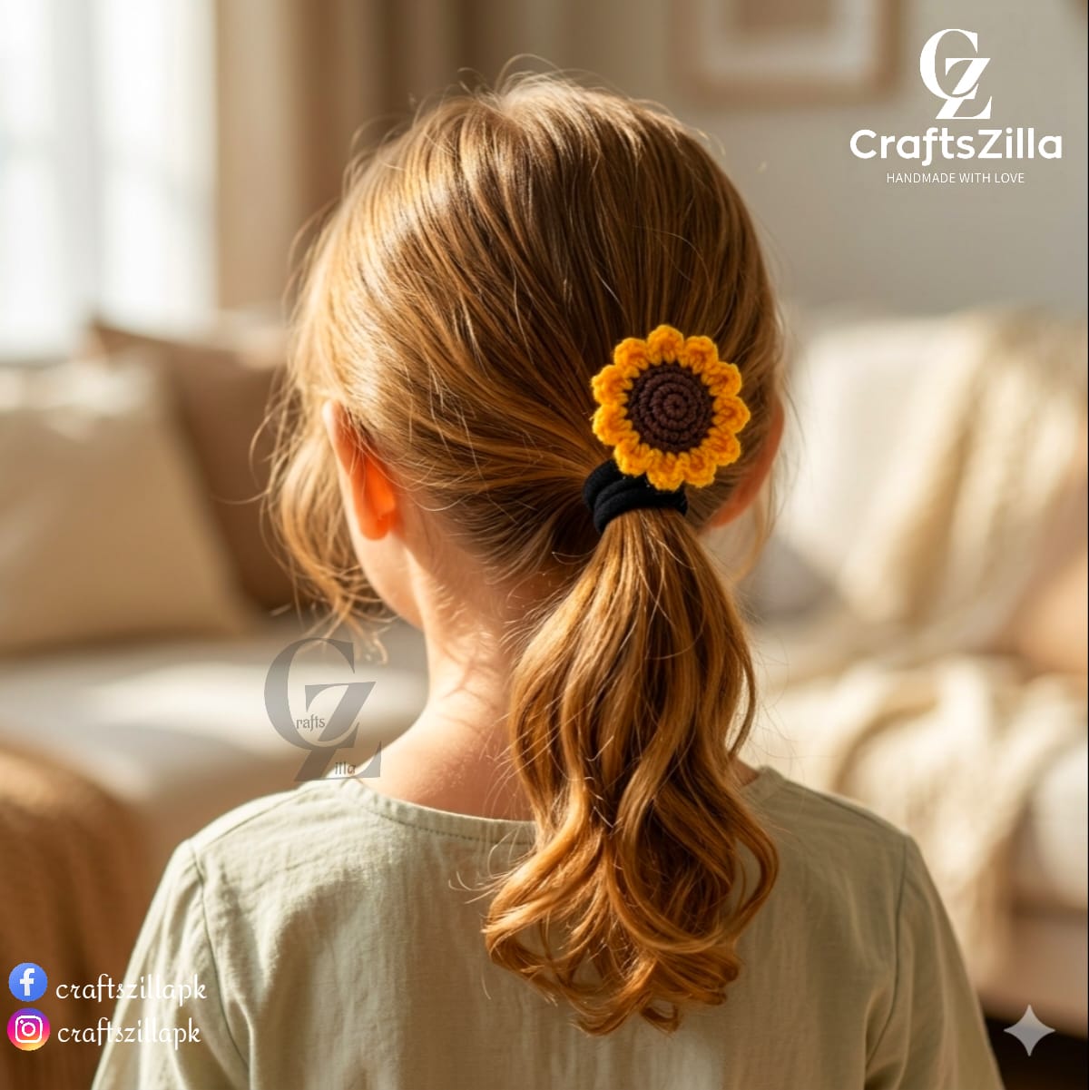 Crochet Sunflower Hair Tie