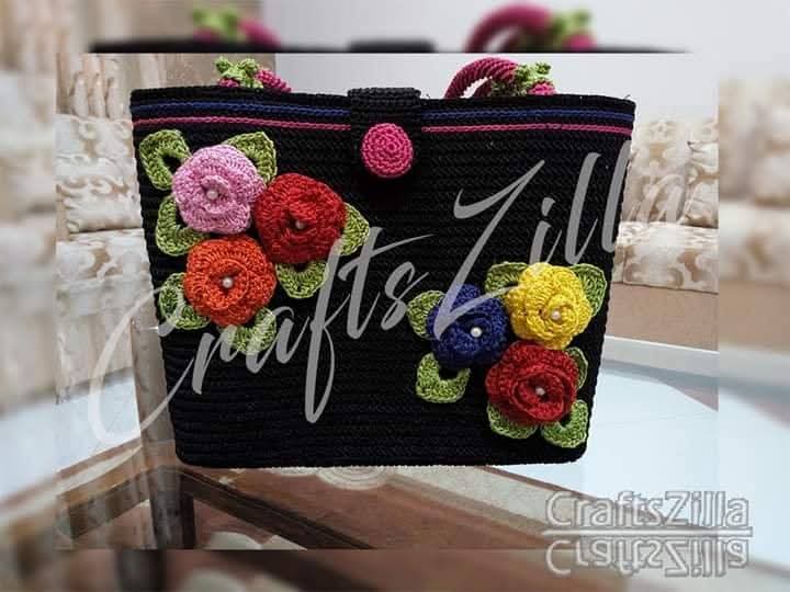 Floral Crochet Tote