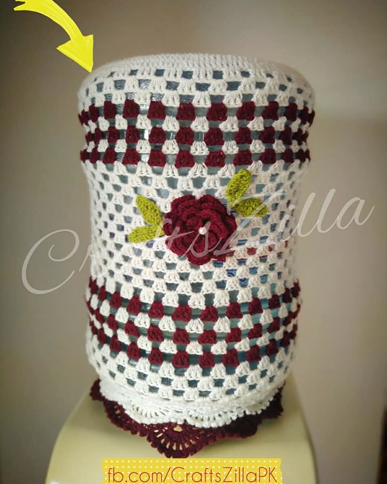 Floral Crochet Water Dispenser Bottle Cover