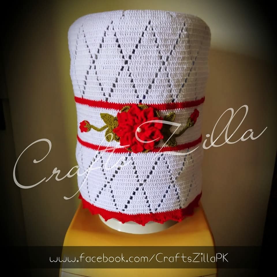 Crochet Floral Water Dispenser Bottle Cover