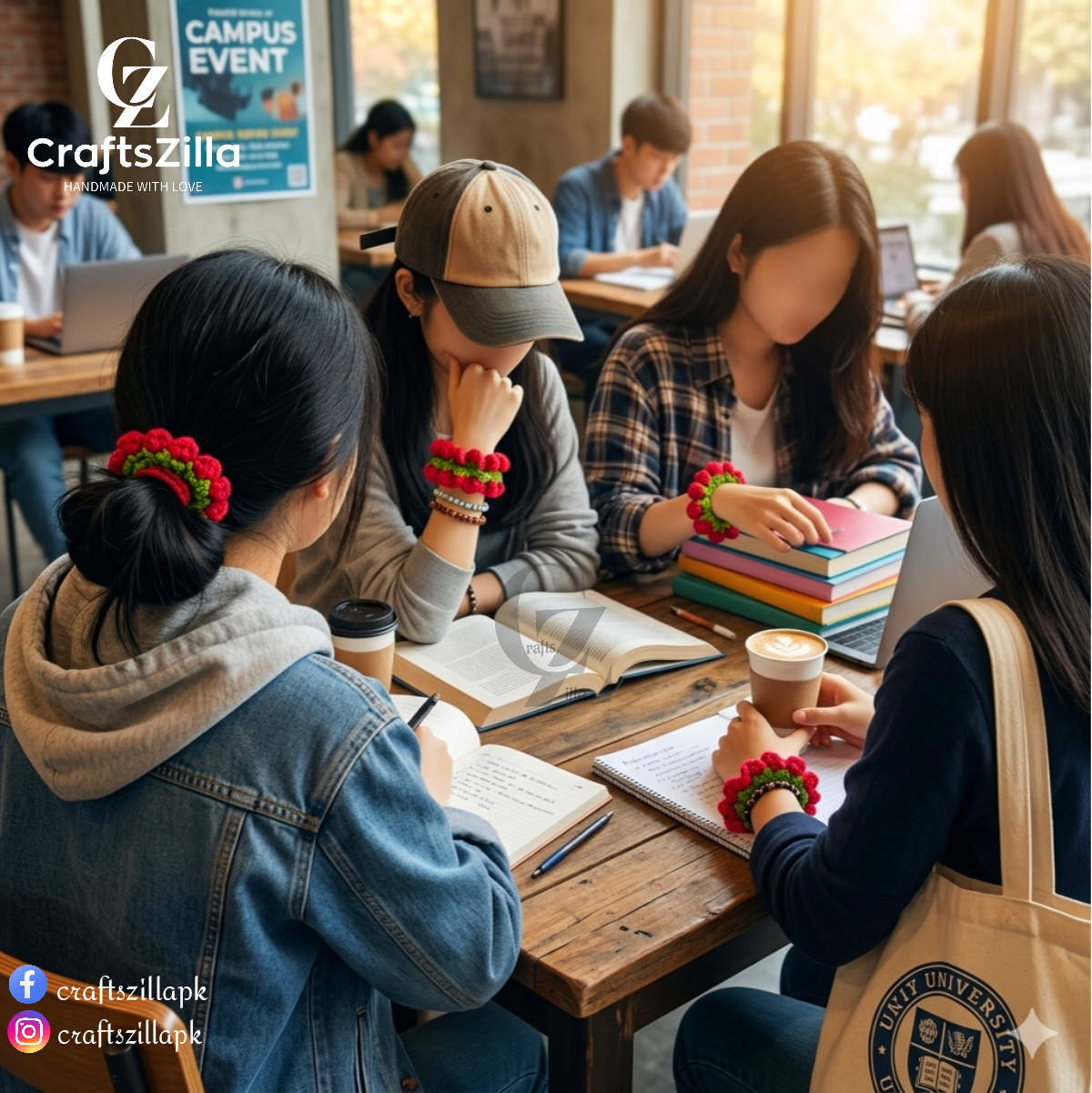 Crochet Floral Scrunchy