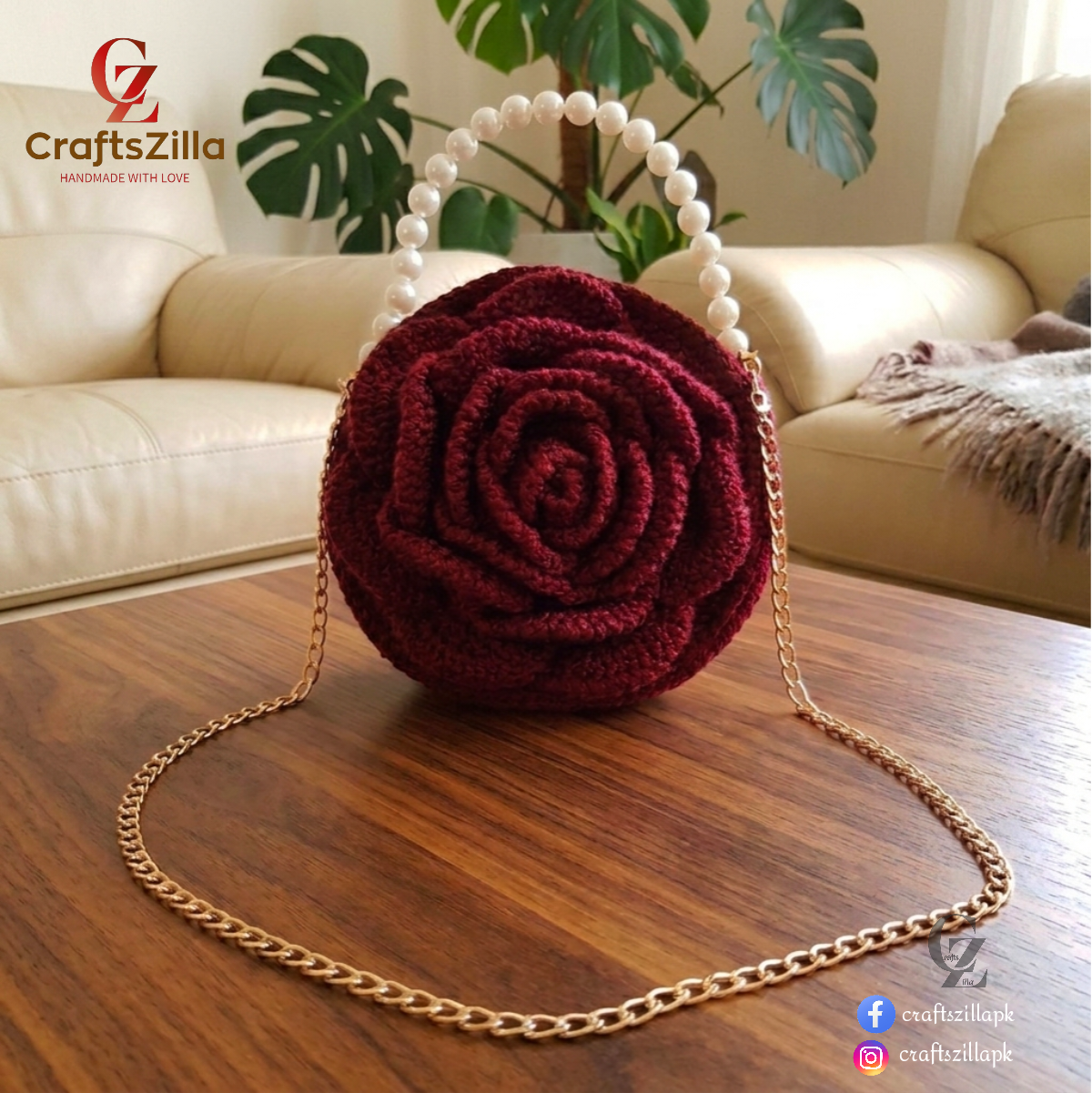 The 3D Crochet Rose Bag